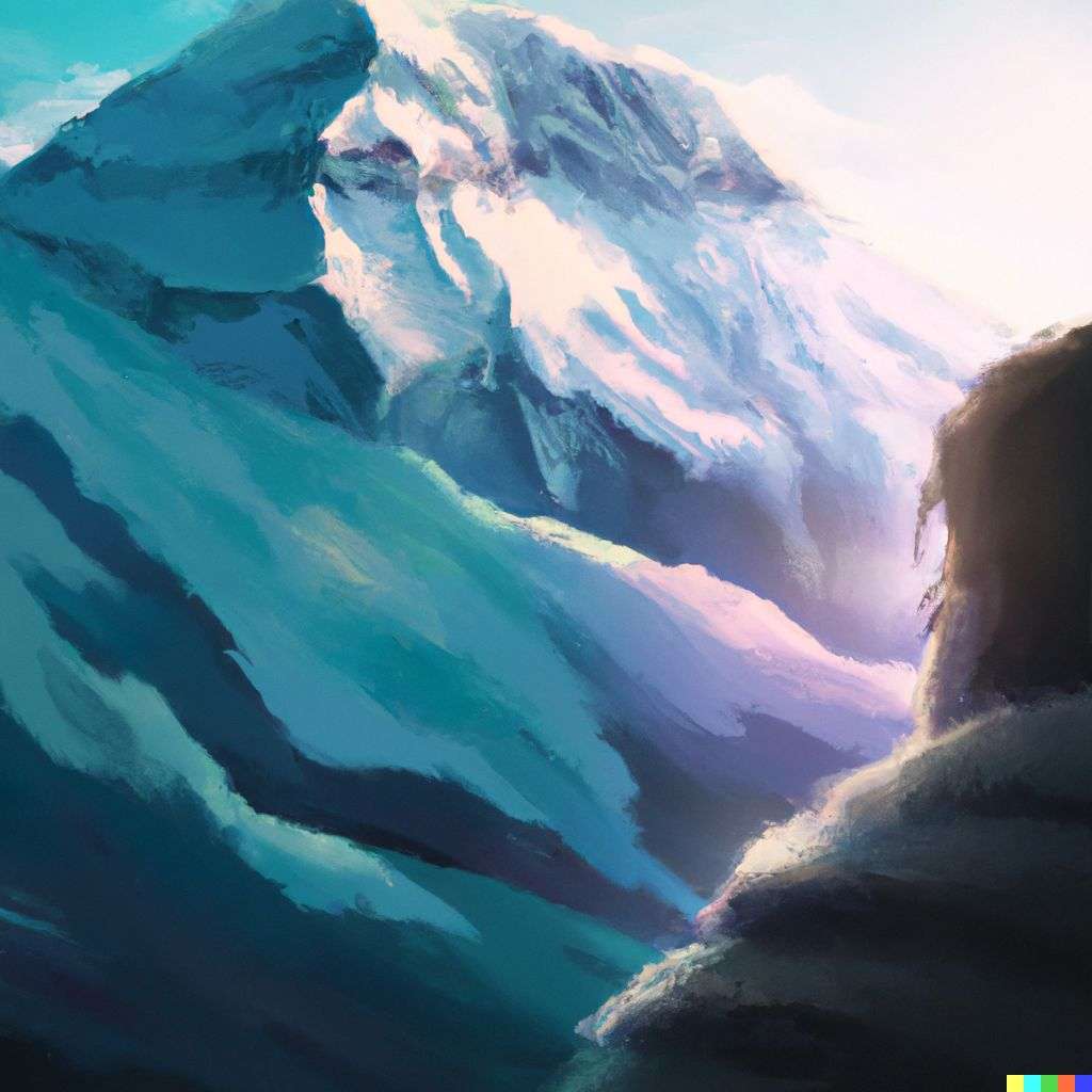 someone gazing at Mount Everest, digital art, ethereal